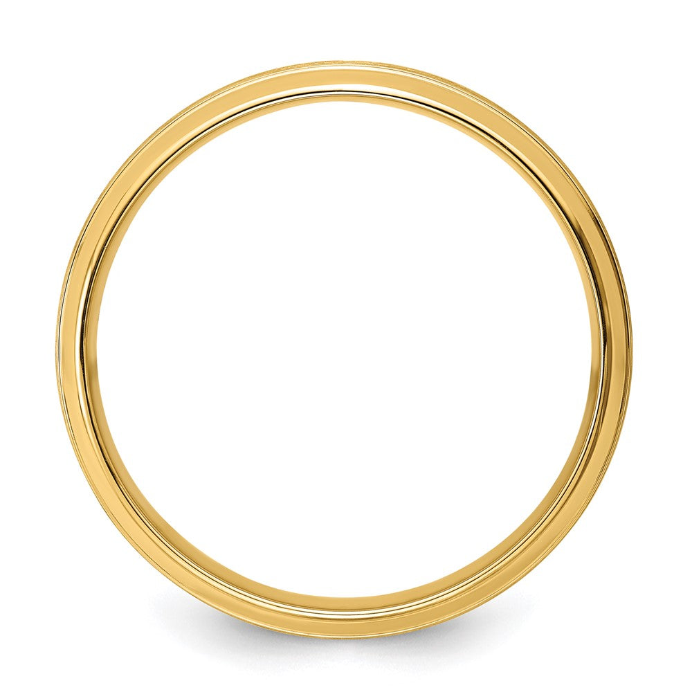 14k Yellow Gold 6mm Standard Weight Comfort Fit Brushed Satin Line Edge Wedding Band Size 8