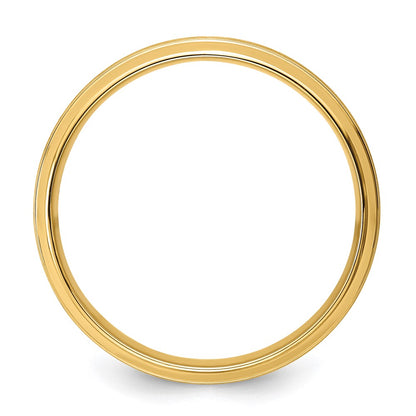 14k Yellow Gold 6mm Standard Weight Comfort Fit Brushed Satin Line Edge Wedding Band Size 8