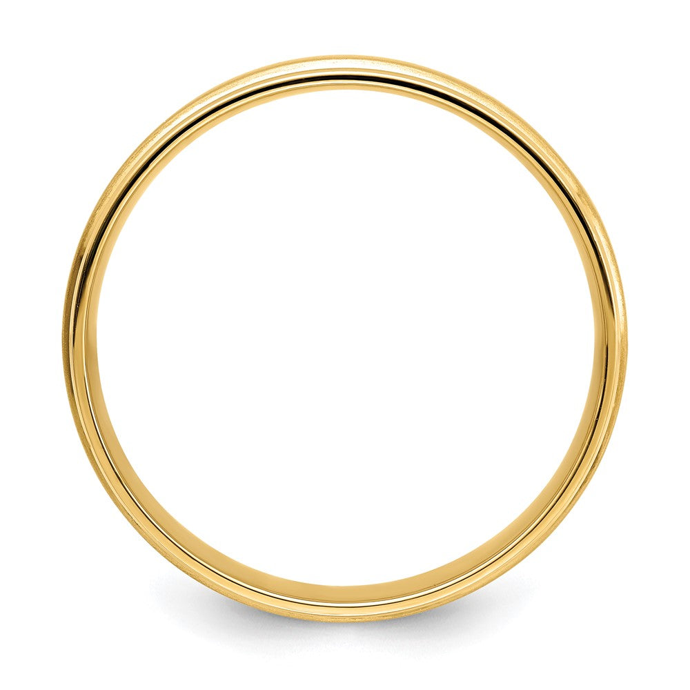 14k Yellow Gold 6mm Lightweight Comfort Fit Brushed Satin/Polished Grooved Edge Wedding Band Size 7