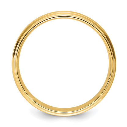 14k Yellow Gold 6mm Standard Weight Comfort Fit Brushed Satin/Polished Stepped Edge Wedding Band Size 7