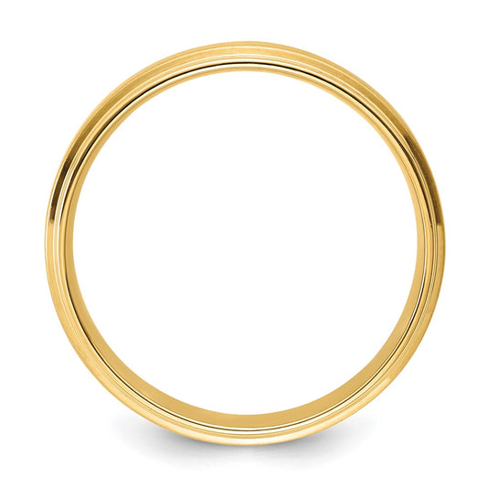 14k Yellow Gold 6mm Standard Weight Comfort Fit Brushed Satin/Polished Stepped Edge Wedding Band Size 10.5