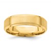 14k Yellow Gold 6mm Standard Weight Comfort Fit Brushed Satin/Polished Stepped Edge Wedding Band Size 7