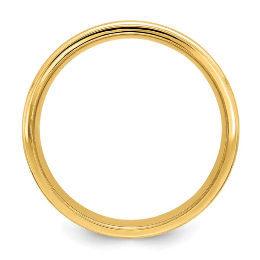 14k Yellow Gold 6mm Lightweight Comfort Fit Brushed Satin with Center Line Fancy Wedding Band Size 9