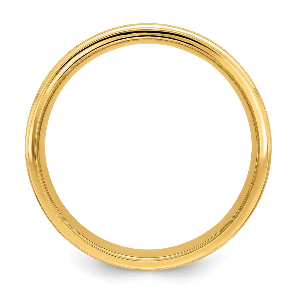 14k Yellow Gold 6mm Lightweight Comfort Fit Brushed Satin with Center Line Fancy Wedding Band Size 12