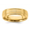 14k Yellow Gold 6mm Lightweight Comfort Fit Brushed Satin with Center Line Fancy Wedding Band Size 8