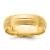 14k Yellow Gold 6mm Standard Weight Comfort Fit Brushed/Polished Center Line Wedding Band Size 10
