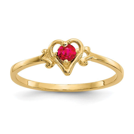 10K Ruby Birthstone Heart Ring