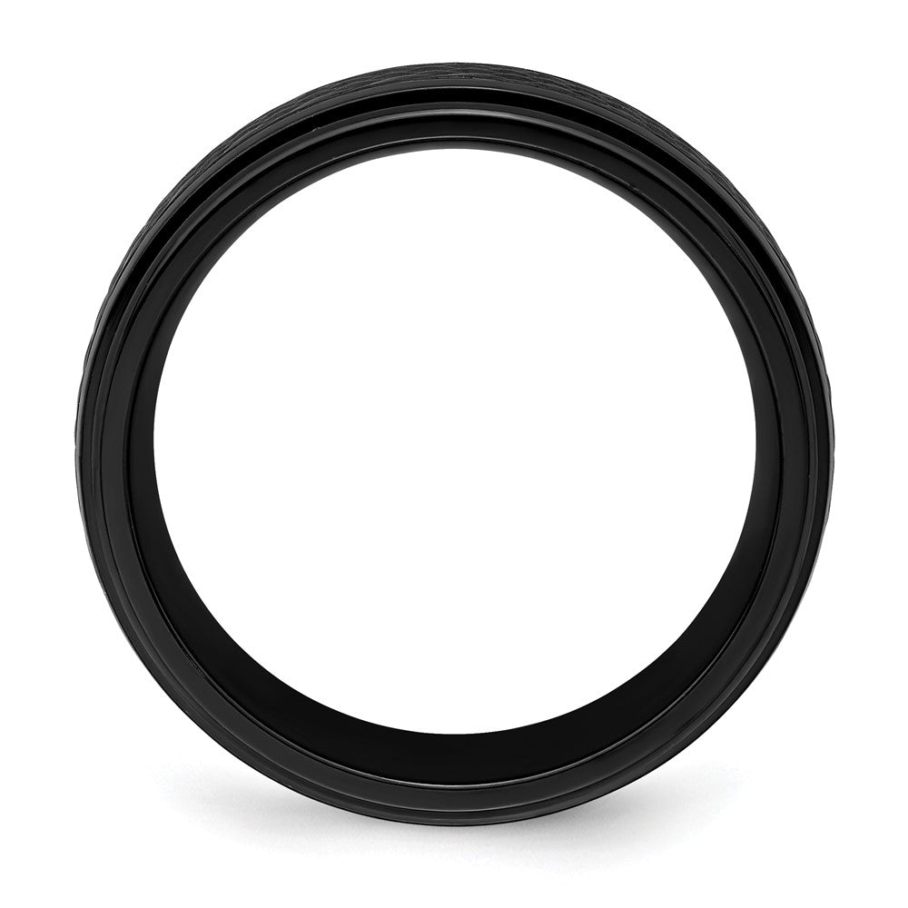 Chisel Black Zirconium Polished 8mm Ridged Edge Band