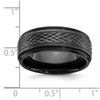 Chisel Black Zirconium Polished 8mm Ridged Edge Band