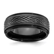Chisel Black Zirconium Polished 8mm Ridged Edge Band