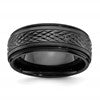 Chisel Black Zirconium Polished 8mm Ridged Edge Band