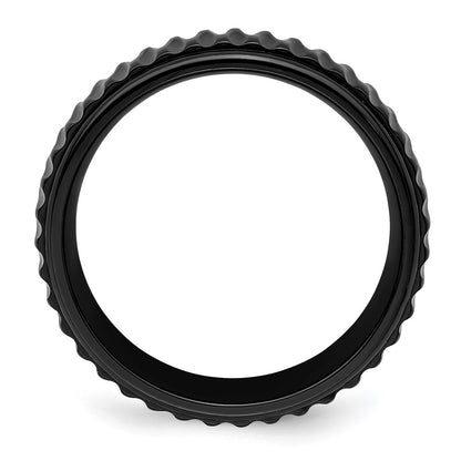 Chisel Black Zirconium Polished 8mm Grooved Band