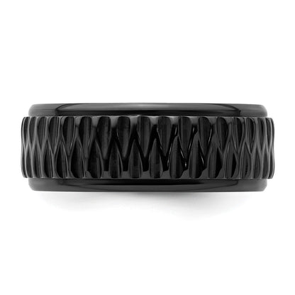 Chisel Black Zirconium Polished 8mm Grooved Band