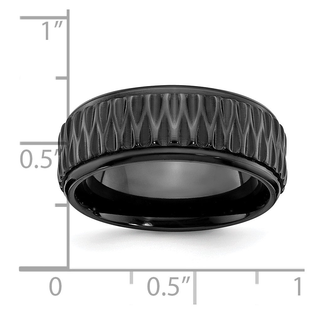 Chisel Black Zirconium Polished 8mm Grooved Band