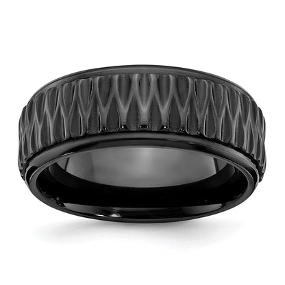 Chisel Black Zirconium Polished 8mm Grooved Band