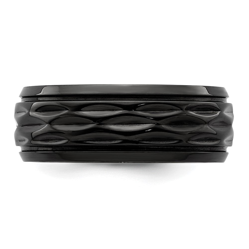Chisel Black Zirconium Polished and Diamond-cut 8mm Band