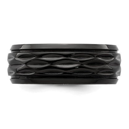 Chisel Black Zirconium Polished and Diamond-cut 8mm Band