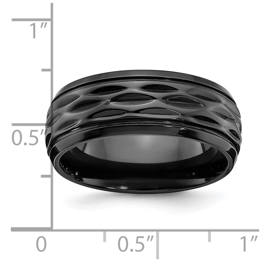 Chisel Black Zirconium Polished and Diamond-cut 8mm Band