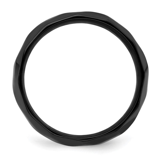 Chisel Black Zirconium Polished and Hammered 7mm Band