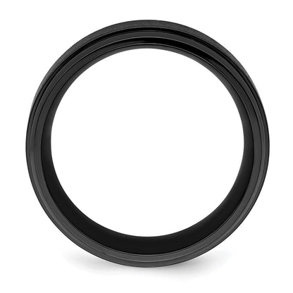 Chisel Black Zirconium Polished with Brushed Center 9mm Beveled Edge Band