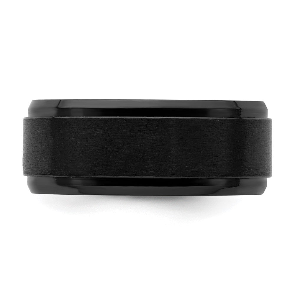 Chisel Black Zirconium Polished with Brushed Center 9mm Beveled Edge Band