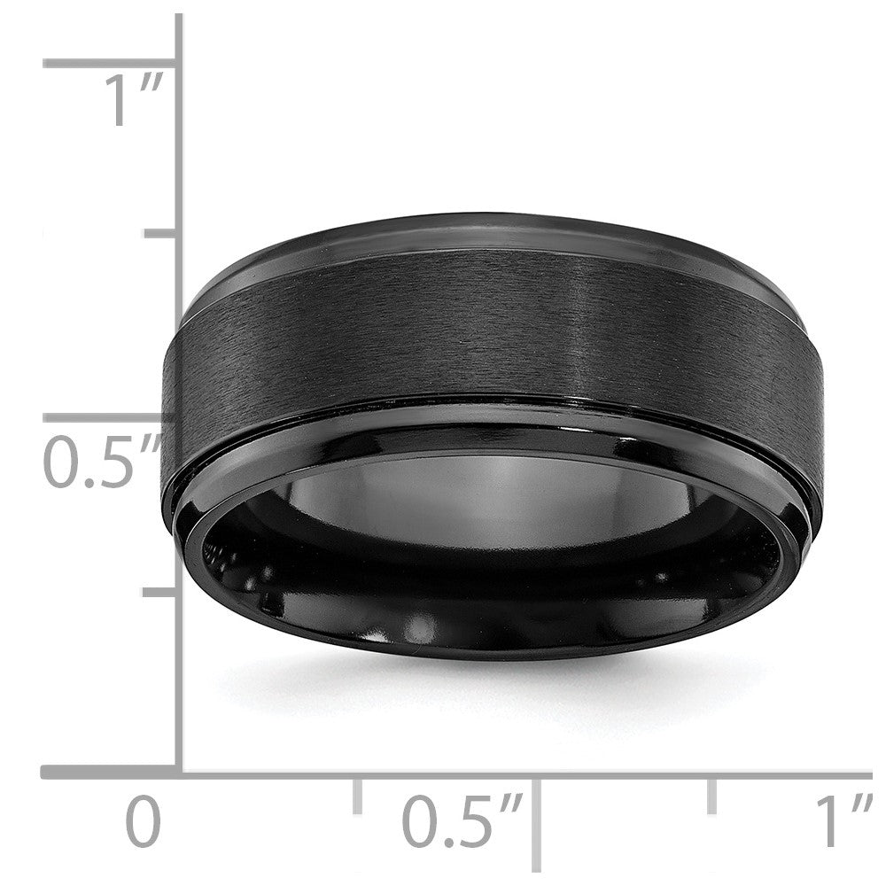 Chisel Black Zirconium Polished with Brushed Center 9mm Beveled Edge Band
