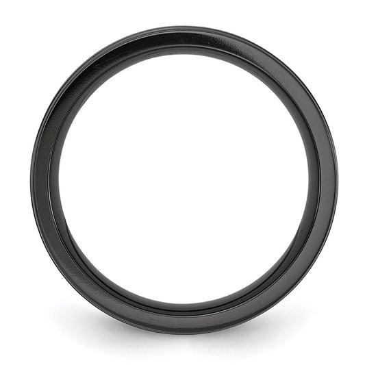 Chisel Black Zirconium Brushed Polished and Hammered with Blue IP-plated 8mm Band
