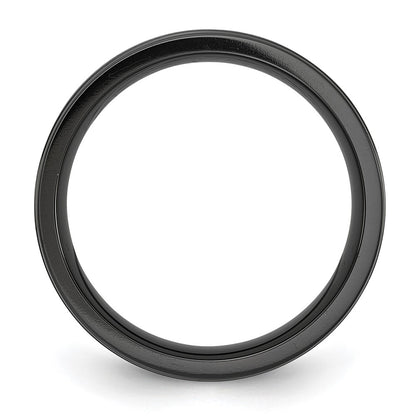 Chisel Black Zirconium Brushed Polished and Hammered with Blue IP-plated 8mm Band