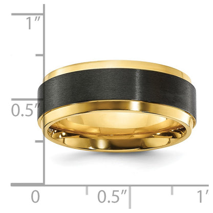 Chisel Black Zirconium Polished Yellow IP-plated with Brushed Center 8mm Band