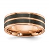 Chisel Black Zirconium Brushed and Polished Rose IP-plated 8mm Band