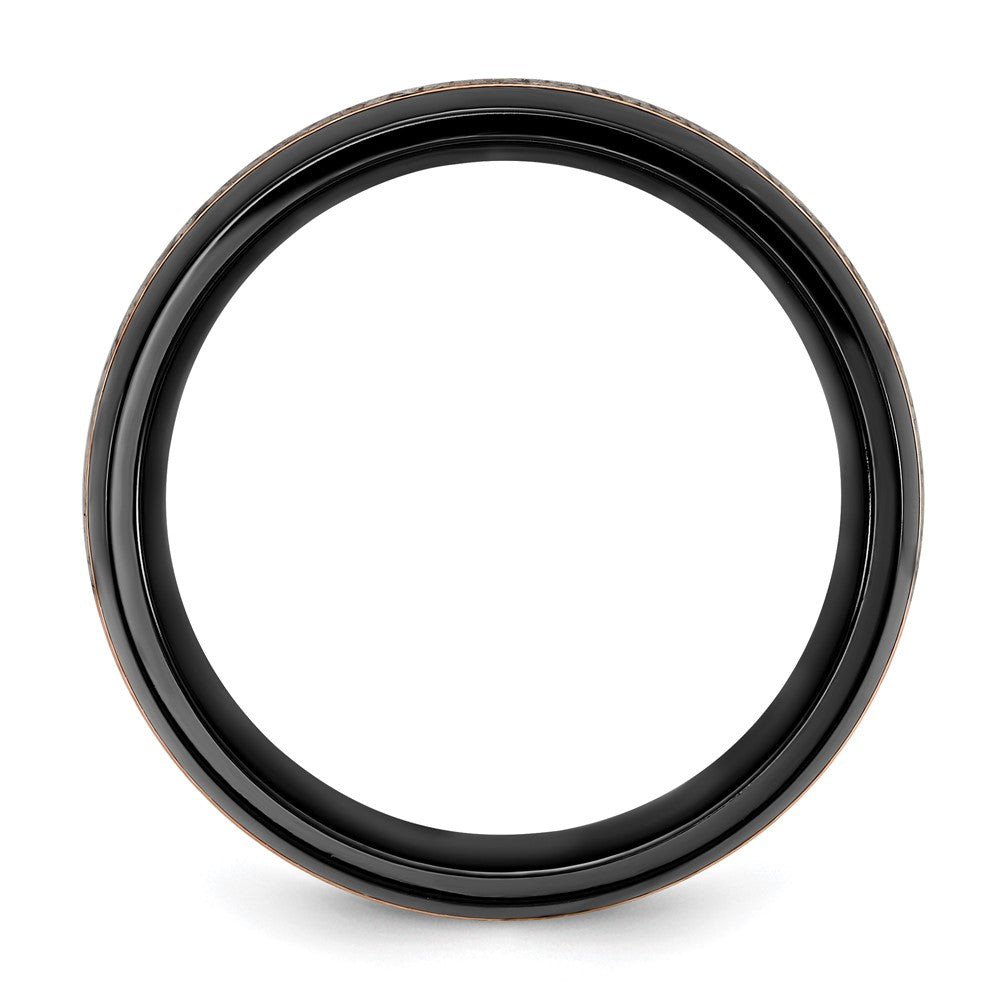 Chisel Black Zirconium Polished Rose IP-plated with Antler Inlay 8mm Band