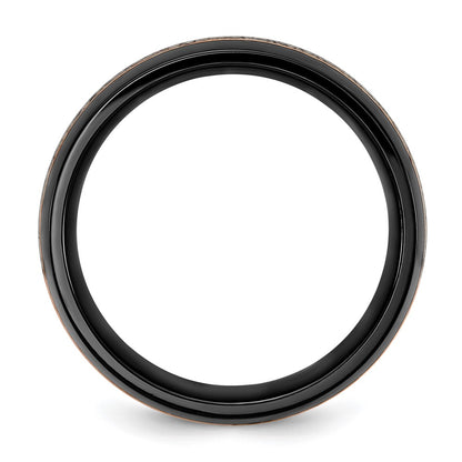 Chisel Black Zirconium Polished Rose IP-plated with Antler Inlay 8mm Band