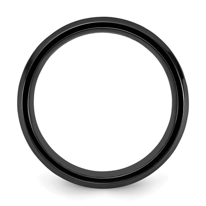Chisel Black Zirconium Polished with Blue Imitation Opal Inlay 8.00mm Band