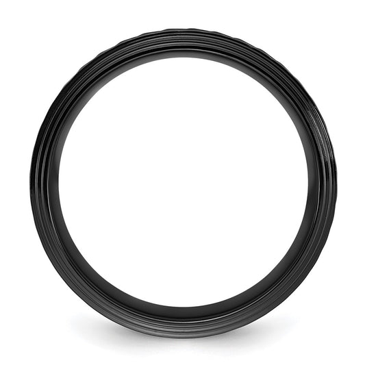 Chisel Black Zirconium Polished Grooved 8mm Band