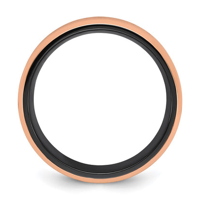 Chisel Black Zirconium Polished Rose IP-plated Edges with Black Carbon Fiber Inlay 8mm Band