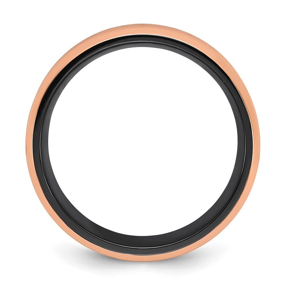 Chisel Black Zirconium Polished Rose IP-plated Edges with Black Carbon Fiber Inlay 8mm Band