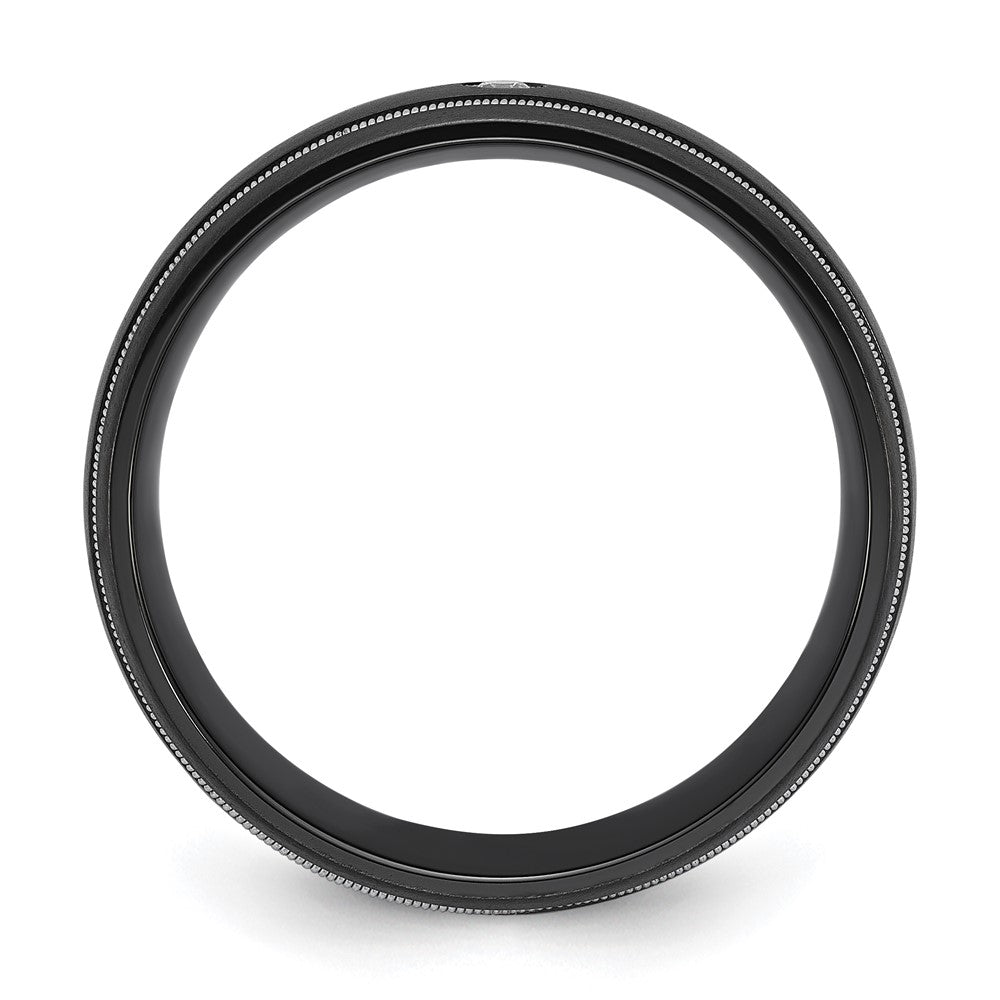Chisel Black Zirconium Brushed with CZ 8mm Band