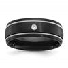 Chisel Black Zirconium Brushed with CZ 8mm Band