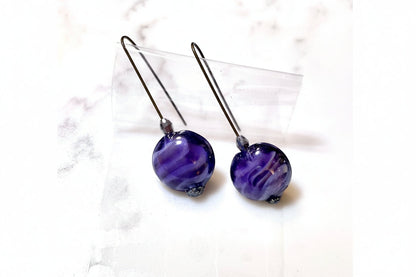 Purple glass earrings