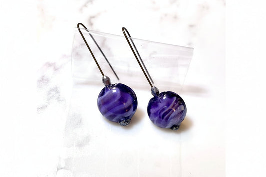 Purple glass earrings