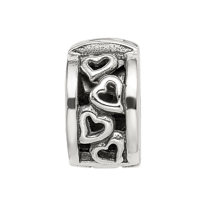 Sterling Silver Reflections Hinged Hearts Clip Bead