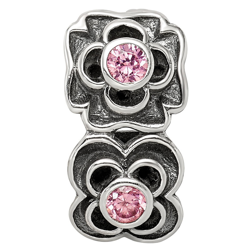 Sterling Silver Reflections Pink CZ Connector Bead