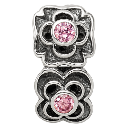 Sterling Silver Reflections Pink CZ Connector Bead