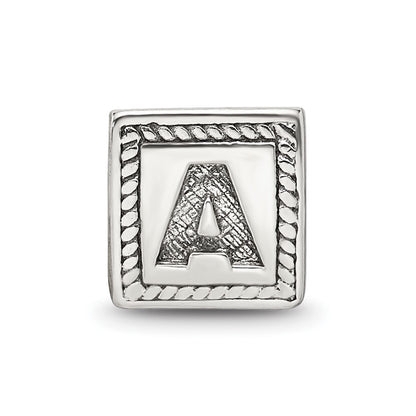 Sterling Silver Reflections Letter A Triangle Block Bead