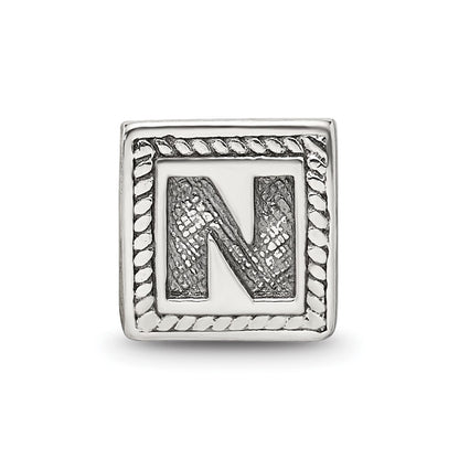 Sterling Silver Reflections Letter N Triangle Block Bead