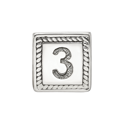 Sterling Silver Reflections Number 3 Triangle Block Bead