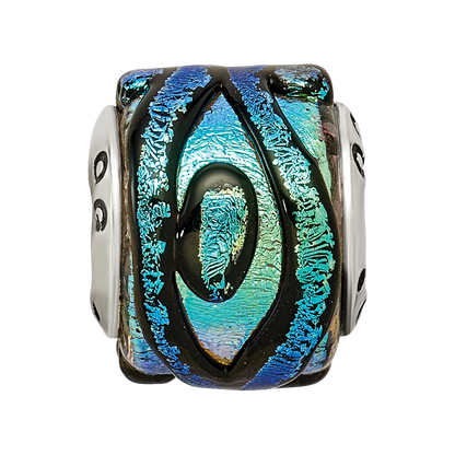 Sterling Silver Reflections Green Dichroic Glass Bead