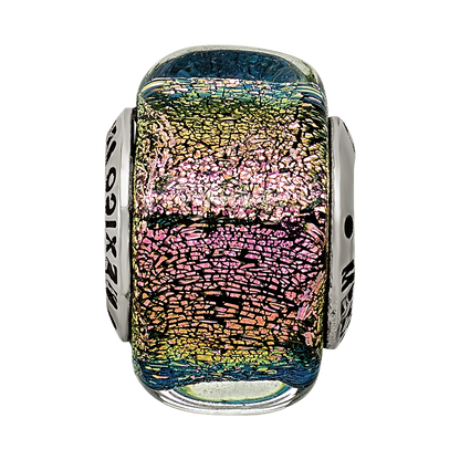 Sterling Silver Reflections Purple Dichroic Glass Square Bead