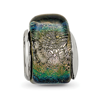 Sterling Silver Reflections Rainbow Dichroic Glass Triangle Bead