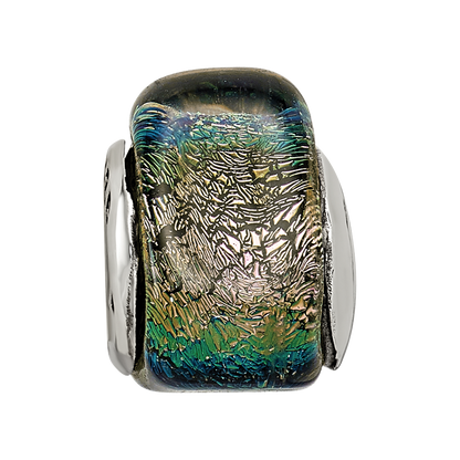 Sterling Silver Reflections Rainbow Dichroic Glass Triangle Bead